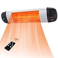AKUSAKO Outdoor Patio Heater, 1500W Electric Garage Heater with Remote Control, 3 Levels of Heating 24H Timer, Indoor/Outdoor Wall-Mounted, Weatherproof IP34