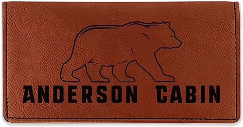 RNK Shops Personalized Cabin Leatherette Checkbook Holder - Double Sided