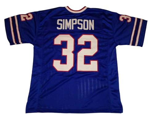 O.J. Simpson Custom Jersey Stitched Blue Football New No Brand/Logos (US, Alpha, Large, Regular, Regular, Blue)