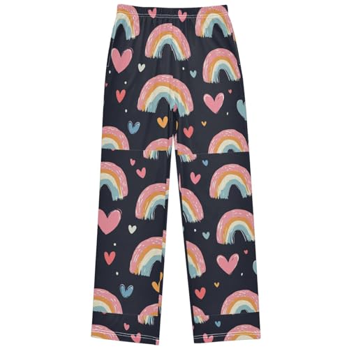 Pigsaly Boys Pajama Bottoms Boys' Pants Rainbow Colorful Hearts Long Bottoms Jogger Pants S
