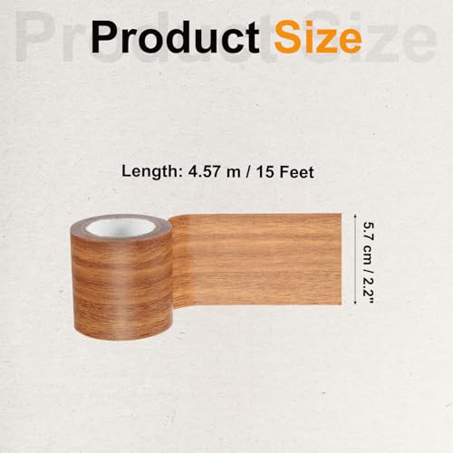 Image of PATIKIL Wood Grain Tape 2.2 inch x 15 Ft, Self-Adhesive Wood Texture Repair Tape Realistic Wood Effect Contact Paper Patch for Furniture Cabinets Floor Walls Home Decoration, Orange Oak