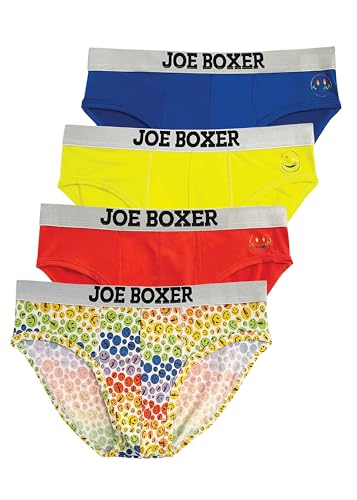 JOE BOXER Pride Edition Rainbow Mens Underwear Briefs 4-Pack, Microfiber Low-Rise Mens Briefs Underwear Pack of 4