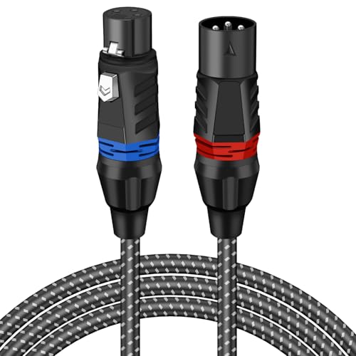 マイクケーブル 3M XLRケーブル キャノンケーブル マイク 延長 3ピンXLR オス-メス XLRバランス接続 マイク録音用 プロ録音 コンデンサマイク、AVアンプ、スピーカー等の録音デバイスに対応 (編組, 3m)