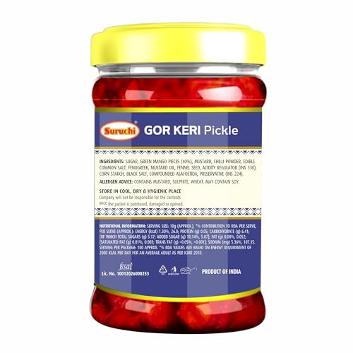 Image of Suruchi Gor Keri Pickle - 100g | Meetha Aam Ka Achar | Sweet Gujarati Gor Keri Mango Chutney | Authentic Indian Mango Pickle (Pack of 1)