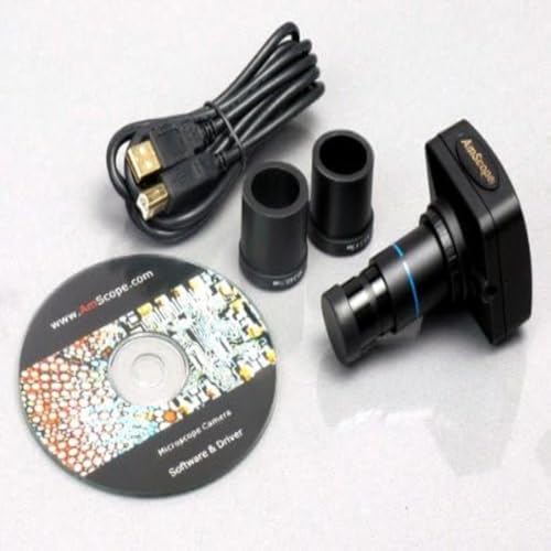 Image of AmScope T360B-5M Digital Trinocular Compound Microscope, 40X-2000X Magnification, WF10x and WF20x Eyepieces, Brightfield, LED Illumination, Abbe Condenser, Double-Layer Mechanical Stage, Includes 5MP Camera with Reduction Lens and Software