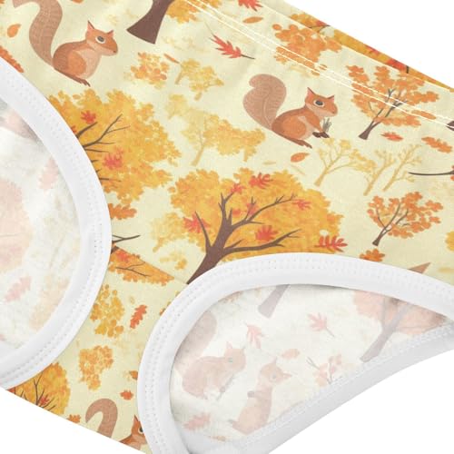 Wusikd Autumn Trees Girls' Underwear Cotton Cute Squirrels Girls Briefs Soft Toddler Underwear 2T4