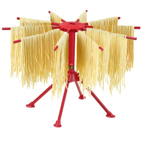GOZIHA Kitchen Pasta Drying Rack | Make Homemade Fresh Pasta | Household Noodle Dryer Rack Hanging for Home Use | Spaghetti Drying Rack Noodle Stand | Easy Storage and Quick Set-Up (Red)