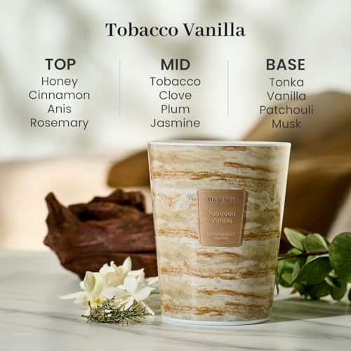 Image of M&SENSE Extra Large Candle 35oz 150H TobaccoVanilla Scented Candle, 3 Wick Highly Scented Jar Candle, XL Candles Gift for Stress Relief, Meditation, Yoga