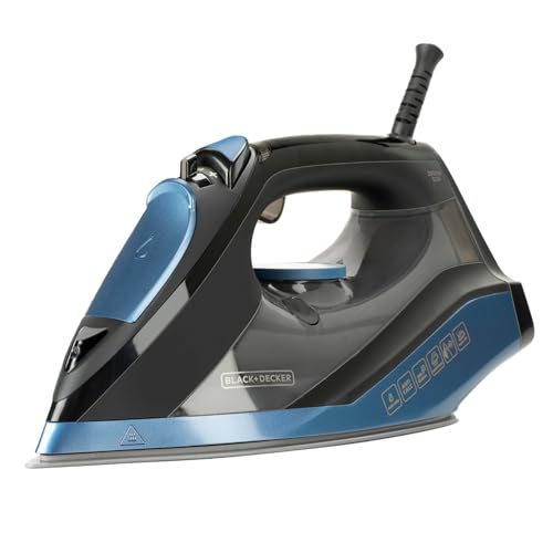 BLACK+DECKER BXIR2801E - Plancha de Vapor, 2800 W, cerámica, golpe de vapor de 180 g/min, vapor continuo a 45 g/min, función autolimpieza, doble filtro anti-cal, autoapagado, azul, dorado