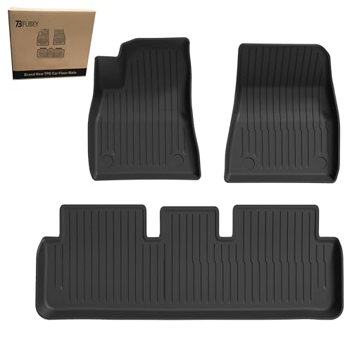 FUBEY Floor Mats for 2024-2026 Tesla Model 3 Highland 3 PCS Tesla Model 3 Accseeories Front & Rear Set Precision Custom All-Weather TPE Waterproof Floor Liners