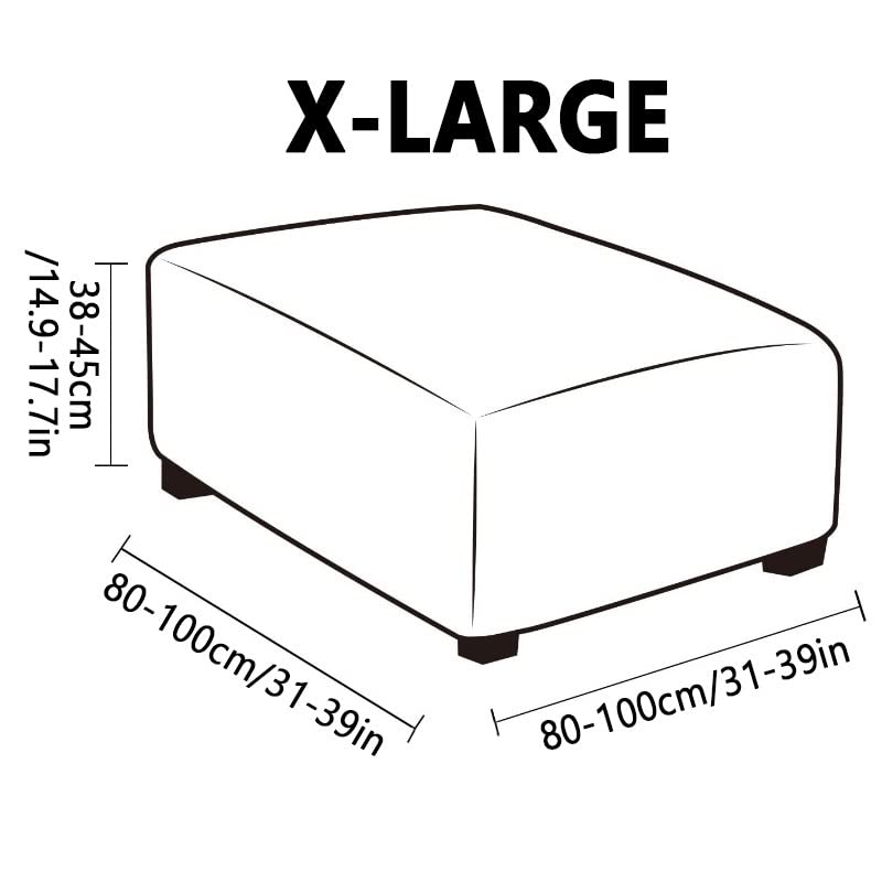 Copripouf Quadrato 40 x 40/50 x 50/60x60/ 90x90 con Elastico,Copri Poggiapiedi Morbido Jacquard Fodere per Pouf Rettangolari Elasticizzati per Pouf Rimovibili per Soggiorno Camera da Letto