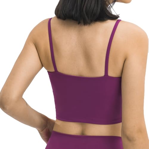 Image of Women's Strappy Stretch Sports Bra Longline Yoga Tank Top Fitness Bra Workout Camisole Crop Tops for Teen Girl