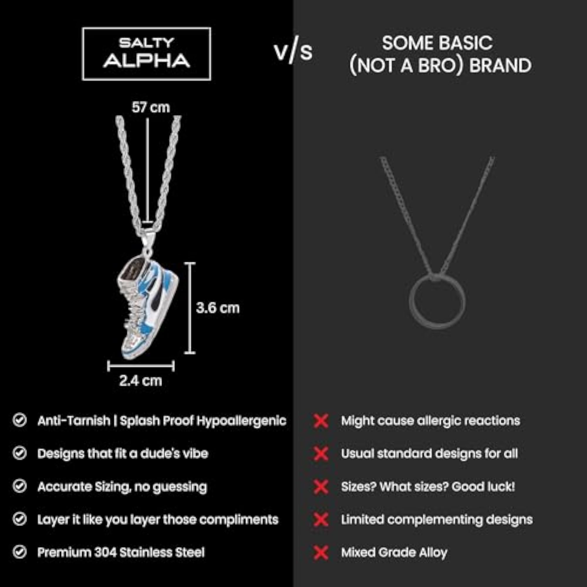 Anti Tarnish Stainless Steel Jordan Blue Locket Neck Chain for Men