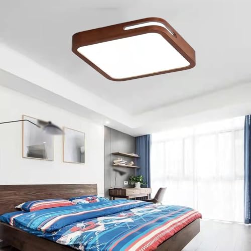 Plafonnier LED carré en bois avec diffuseur acrylique antireflet