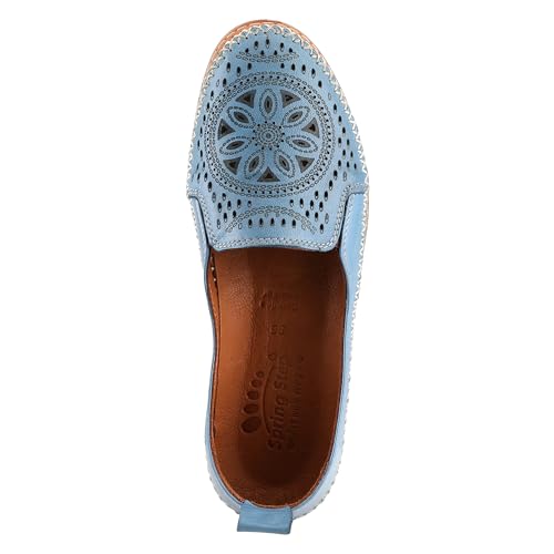 Image of Spring Step Women's Ingrid Loafers - Premium Leather Slip-On with Laser Cutout Design, Elastic Goring and Lightweight Flat Sole for Comfortable Stylish Wear