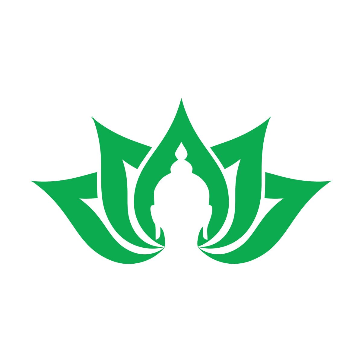Lotus Flower Yoga Meditation Buddha Head Buddhism Wall Decals 32x59cm Easy Installation Small Green