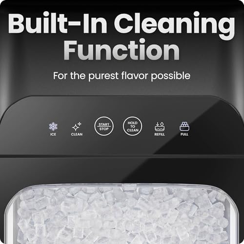 Iceman Compact Pebble Ice Machine, Countertop Nugget Ice Maker Produces Chewable Pellet Ice in 8 Minutes, Makes 26lbs/Day, One-Touch Cleaning Function with Ice Scoop/Basket Included – Black