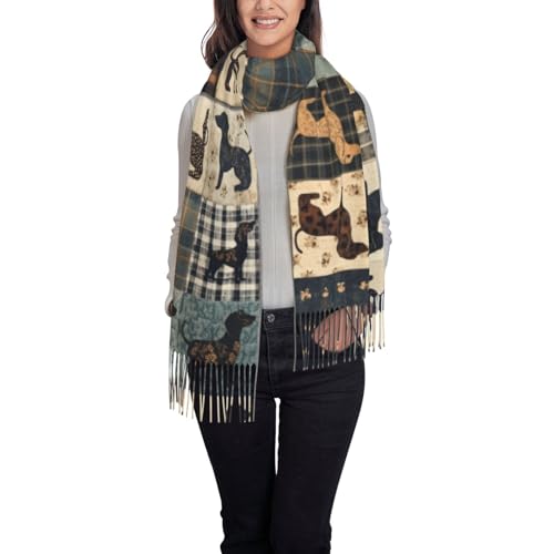 Funny Dachshund Winter Soft Scarf Cute Sausage Dog Womens Warm Shawls Lively Puppy Cozy Tassel Scarf2