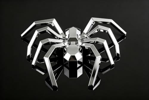 Image of 3D Spider Chrome Emblem Badge Sticker Decoration for Car, Truck, Motorcycle, RV, Scooter, SUV, Door, Window (Upgrad Silver Color)