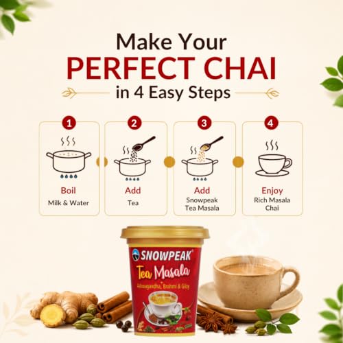Image of Snowpeak Combo Pack Chaat Masala 50g x 2 + Tea Masala 50g x 2 |Chatpata Chaat Seasoning for Fruits, Snacks & Salads | Aromatic Masala Chai Blend 13 spices | 100% Natural, No Preservatives | Digestive & Refreshing, 200g Total