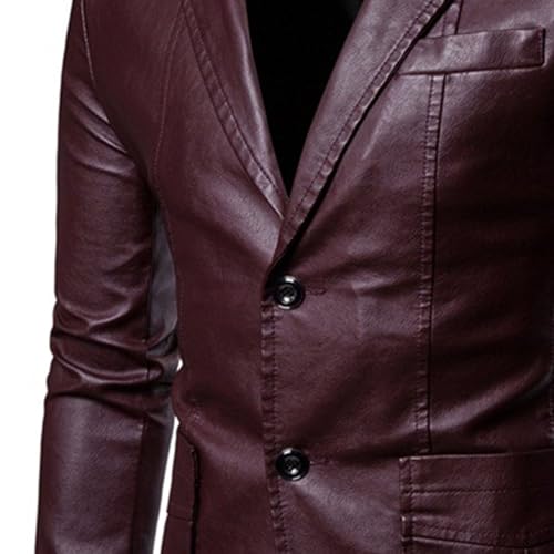 JEKE-DG Men's Blazer Collar Button Down Coat Faux Leather Casual Coat Jacket Business Classic Spring Fall Coats4