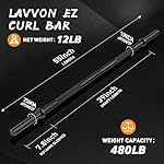 55" Weight Lifting Bar, 1" Standard Straight Barbell Bars for Weight lifting, Olympic Barbell Bar for Bench Press/Hip Thrusts/Squats/Lunges for Gym and Home, 2 Star Star-nuts (480lb Weight Capacity) - Image 3