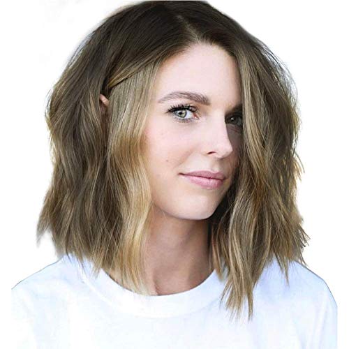 Elegant Ash Brown Wig, 12 Inches Short Curly Hair Wigs for Women, Charming Wavy Hair Wig (Ash Brown)