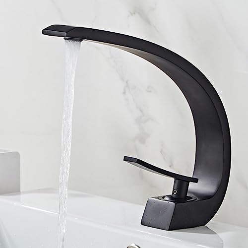 Mitigeur de lavabo en cuivre noir eau chaude et froide pour salle de bain moderne