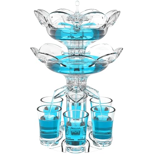 ALEVMOOM 6 Shot Dispenser and Holder Updated Acrylic Double-Layer Wine Dispenser Liquid Beverage Separator for Parties Bars with Multi-Function Bottle Opener