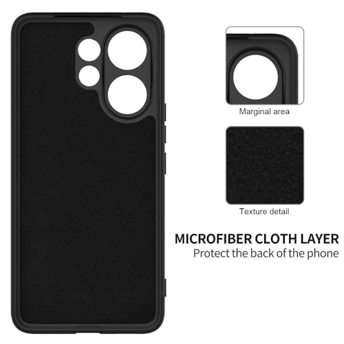 Image of DIZORO Microfiber Candy Back Cover Case for Vivo V60 5G / V60e 5G / Vivo T4 Pro 5G Soft Silicone Rubberized Case with Camera Protection (TPU, Black)