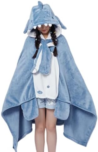 Vividcrate Halloween Shark Wearable Blanket Hoodie, Women Cute Warm Plush Shark 