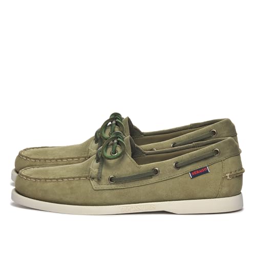 Sebago Hombre Docksides Portland Zapatos Barco, Verde Militar Marrón Oliva, 43 EU