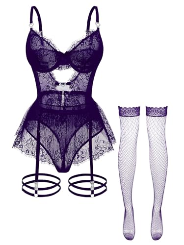 Image of Foxiny Sexy Lingerie Set 3 Piece Women Corset Bodysuit