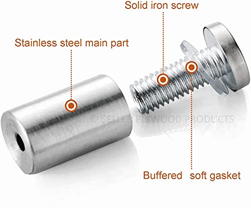 Image of 4 Pcs Glass Studs /Standoffs /Spacer - 304 Grade Stainless Steel | Multiple Sizes | Model - 1.5 Inch x 1 Inch (Pack of 4)