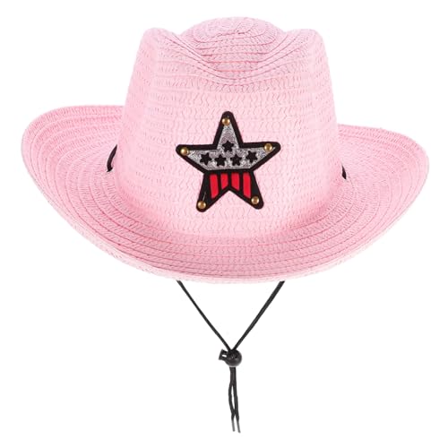 POPETPOP Sombrero de Paja para Estilo Rosa Protector Solar Transpirable para Verano para Cumpleaños y Actividades al Aire