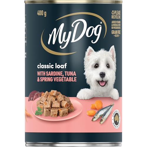 MY DOG Adult Wet Dog Food Sardines, Tuna and Spring Vegetable 400g Can, 24 Pack