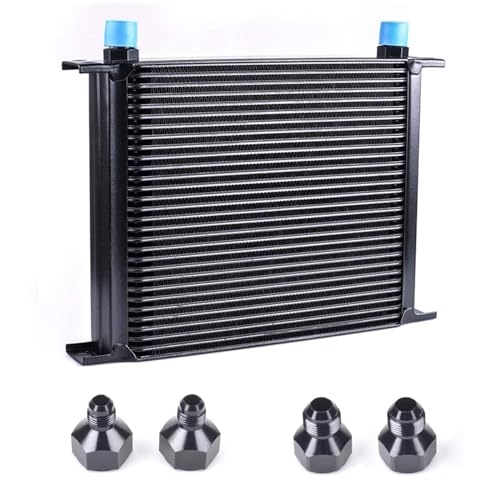 ZHSYMX 30 Row AN10-10AN Stacked Plate Oil Cooler With 6AN 8AN Adapter Universal Engine Transmission British Radiator Oil Cooler Condenser Aluminium Alloy Black
