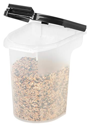 Iris Usa 6 Lbs / 8 Qt Weatherpro Airtight Pet Food Storage Container / Treat Box For Dog Cat And Bird Food, Keep Pests Out, Translucent Body, Easy Clean Up, Bpa Free, Clear/Black #TOP7