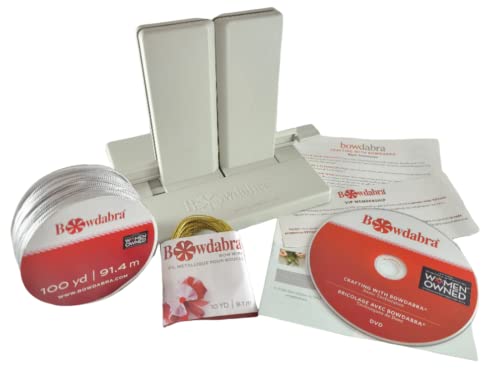 Bowdabra Bow Maker Kit Large Bundle with 100yd Silver Bow Wire for Creating Ribbon Gift Bows Swags Decorations Hair Bows Party Favors Corsages Wreath Bows Christmas Decor