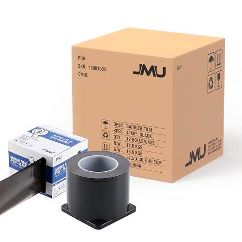 JMU Black Barrier Film 12 Rolls, Barrier Film Tattoo Tape, 4 x 6 Inch