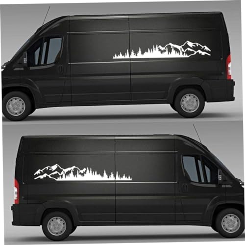 Decoración lateral de coche que oculta imperfecciones con vinilo blanco autoadhesivo de montaña 4