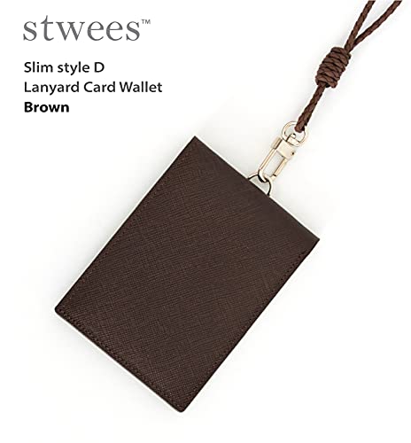 maskfactory Slim Leather Card Wallet, Folding, Snap Button, Lanyard set (style D - Lanyard set, Brown)(Stwees Card Wallet)2