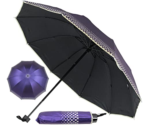 Leoodo Parapluie de poche pliable - Taille moyenne - Slim - Solide - Léger et compact - Coupe-vent - Protection UV - Nombreuses couleurs au choix, Violet, taille unique Cover