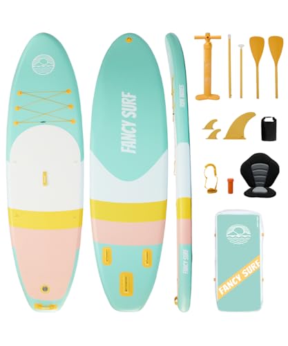 Paddle Gonflable Adulte 351×89 cm, Charge 200 kg Livrée avec Pompe, dérives, Sac à Dos...