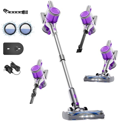 Vaconly Cordless Vacuum Cleaner, 8 in 1 40Kpa 55Mins,Lightweight Vacuum Cleaners for Home, Stick Vacuum with Anti-Tangle Brush,Wall Mount, Rechargeable Cordless Vacuum for Floor/Sofa/Pet Hair, Grey