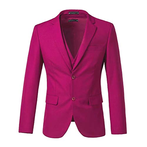 Yanlu Prom Suits for Men 3 Pieces Notch Lapel Fuchsia Homecoming Men Suits Two Button Formal Tuxedos Casual Blazer Vest Pant fs-46402
