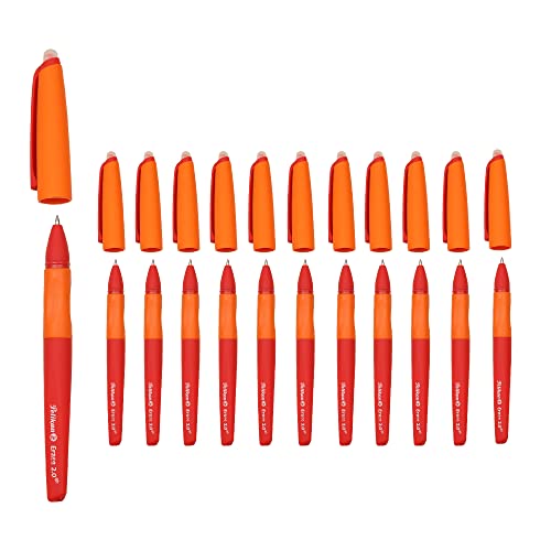 Pelikan Erase 2.0, Penna Roller Cancellabile Ergonomica, Inchiostro Rosso, per Destrimani e Mancini, per la Scuola, Refill Rosso Incluso, Ricaricabile, 12 Pezzi