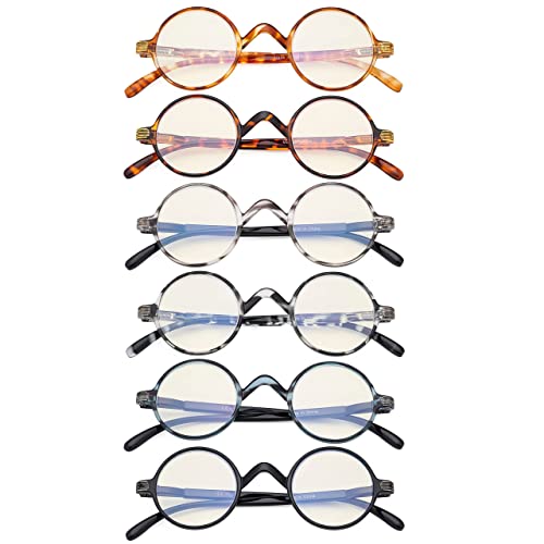 Image of Eyekepper 6 Pack Blue Light Filter Glasses Vintage Round Computer Reading Glasses +1.25