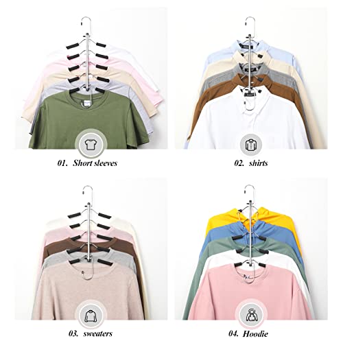 Clothes Hangers Space Saving Coat Hangers 2 Pack Znben Non Slip Shirt Hangers With Padded Foam Stainless Steel 5 In 1 Closet Organizer Heavy Duty Multilayer Hangers For Coat Sweater Suit T-Shirt #TOP2