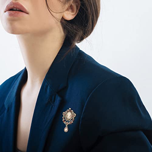 Image of lureme Vintage Elegant Victorian Lady Beauty Cameo with Crystal Brooch Pin (br000017)
